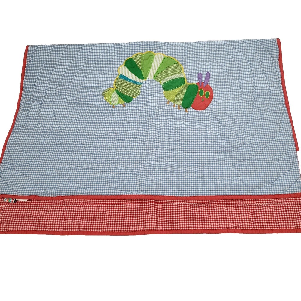 Eric Carle very hungry caterpillar crib blanket Pottery Barn Kids PBK check